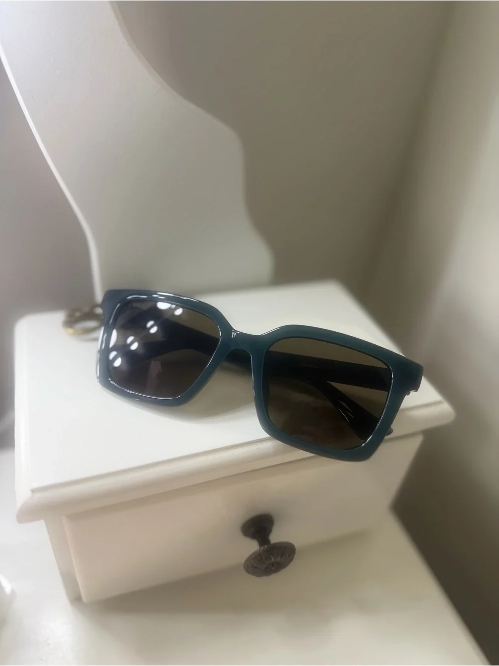 Gucci Teal Square Sunglasses with Brown Lenses